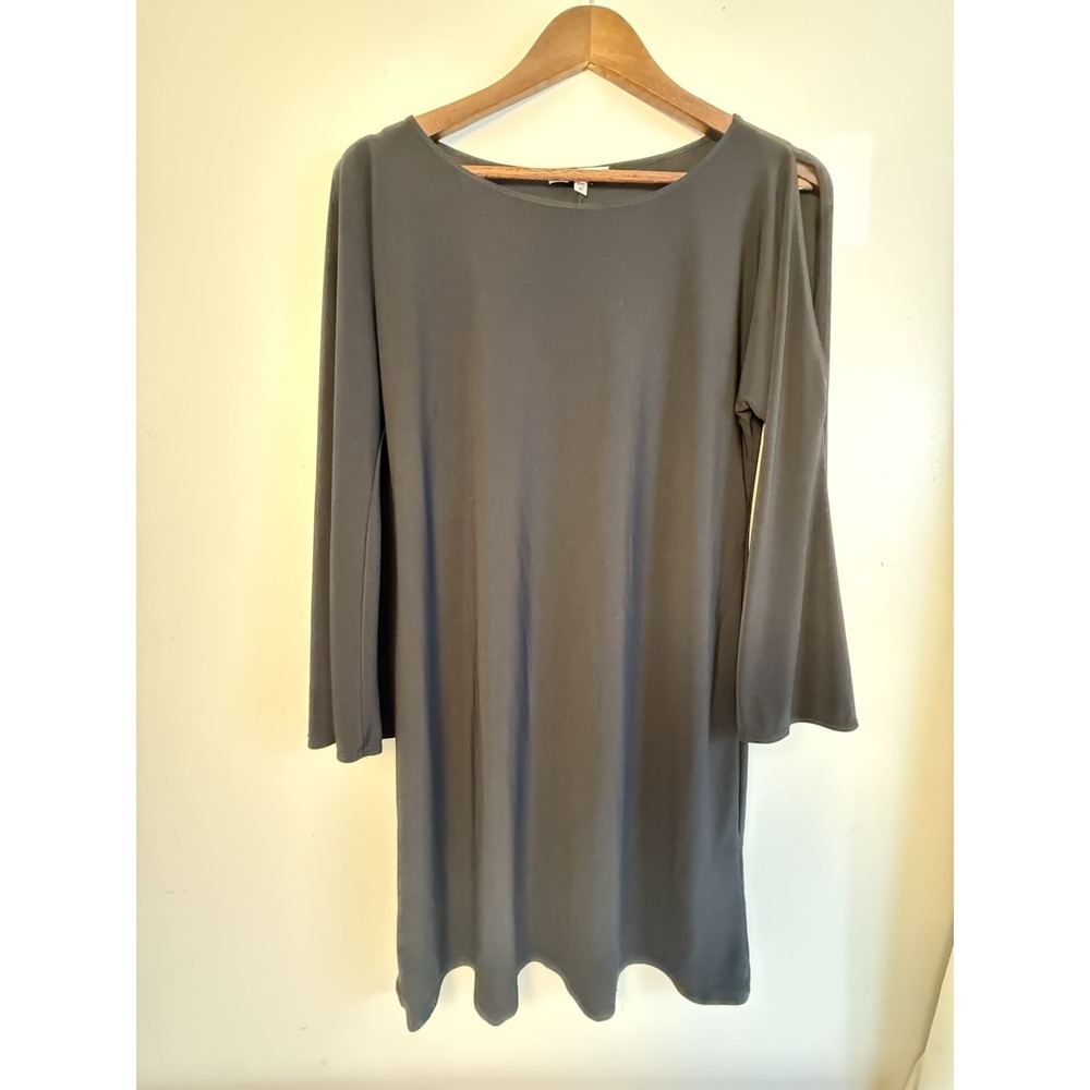 Annalee + Hope Black Cold Shoulder Dress Bell Sleeve Minimalist Goth Chic M